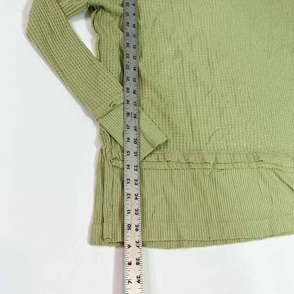 Free People Shirt Womens Small Waffle Knit long Sleeve Green Oversized Tunic - Picture 2 of 10